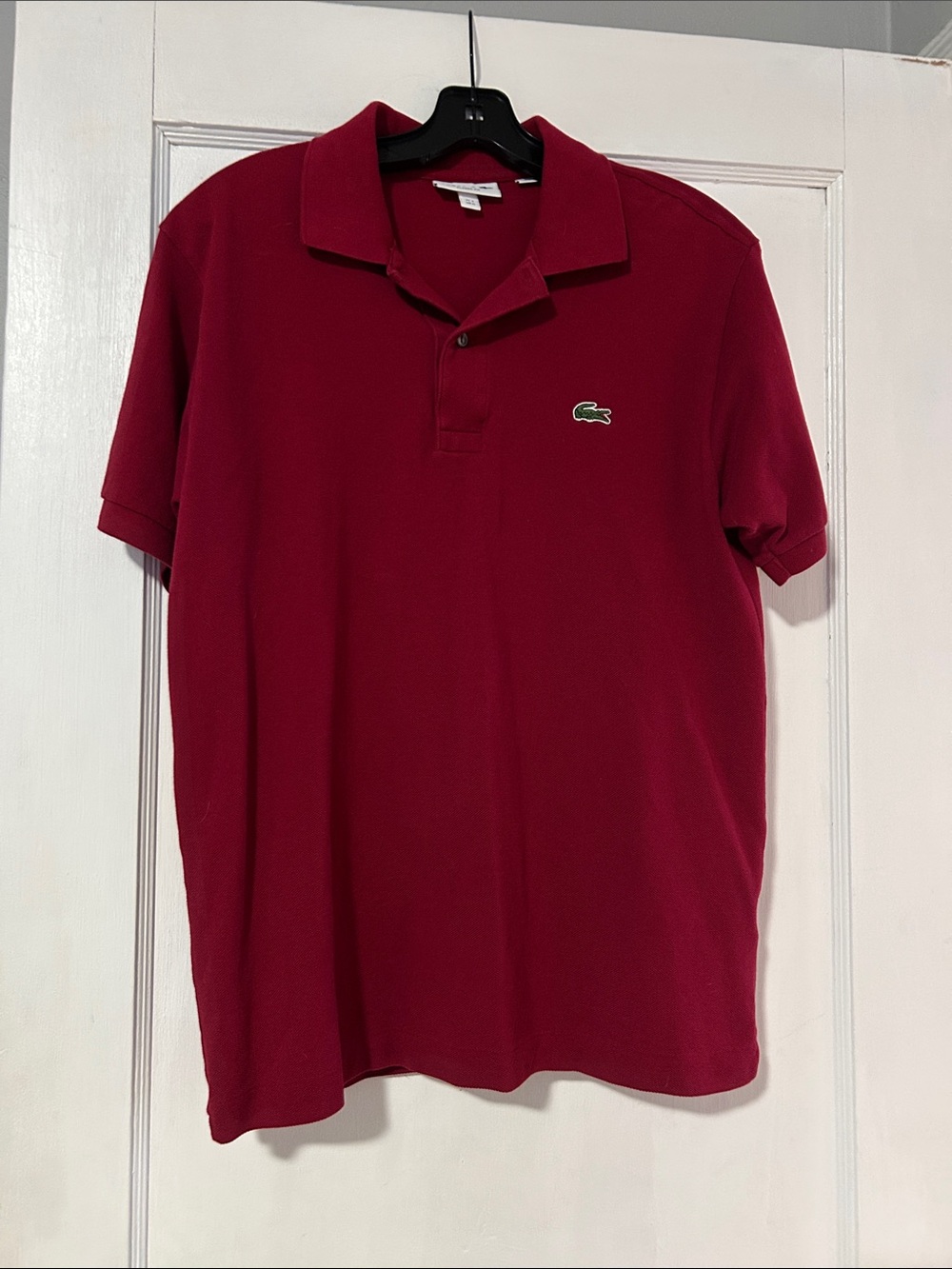 Lacoste Men's Burgundy Polo with Green Crocodile Logo